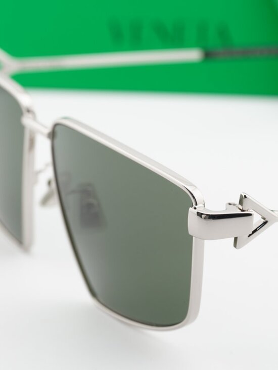 Bottega Veneta BV1223S 003 Geometric Sunglasses - Silver / Green main image 6